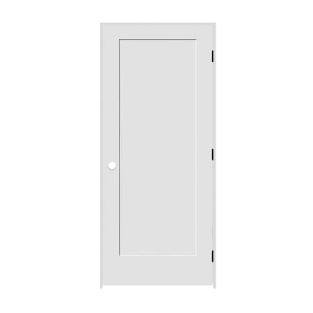 TRIMLITE 36" x 84" x 1-3/8" Primed 1-Panel Interior Shaker 4-9/16" LH Prehung Door with Black Hinges 3070pri8401LH1D4916